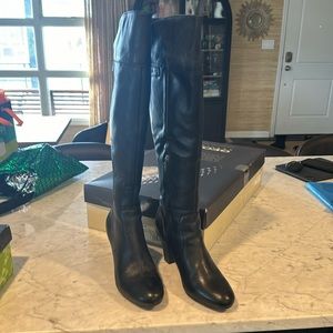 Geox Respira High Heel Zip Black Leather Boot